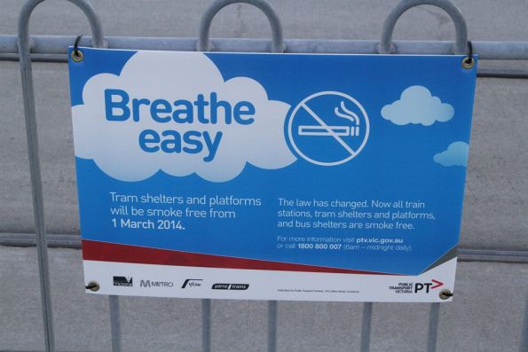 Advertising the new smoking bans at tram shelters and platforms from 1 March 2014