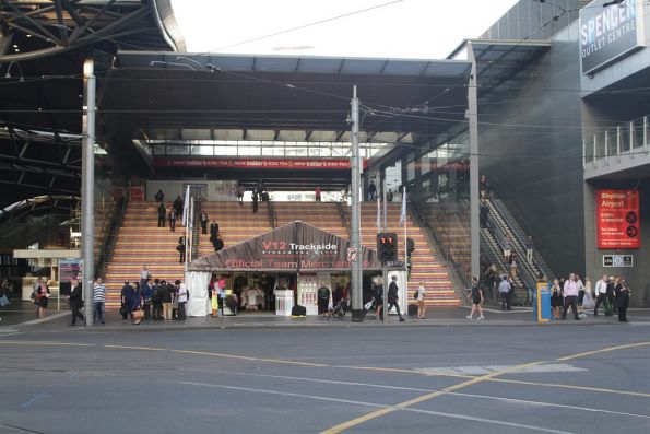 Grand Prix season means temporary merchandise stalls blocking access to the station