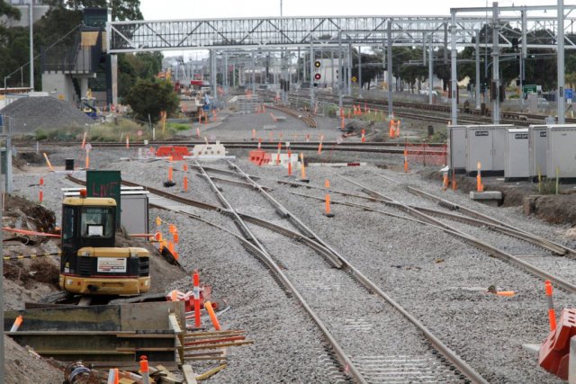 Future junction for the Ballarat/Geelong and Bendigo lines in place at the down end