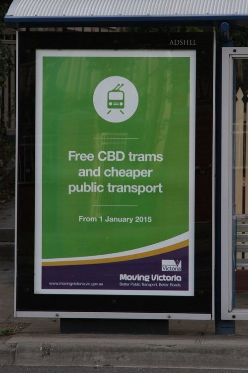 The recent 'Free CBD trams and cheaper fares' election promise already promoted as part of the existing 'Moving Victoria' campaign