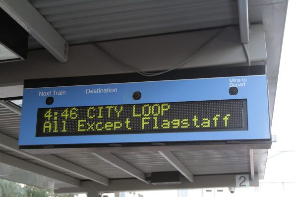 Flipdot LED next train displays at Craigieburn platform 2