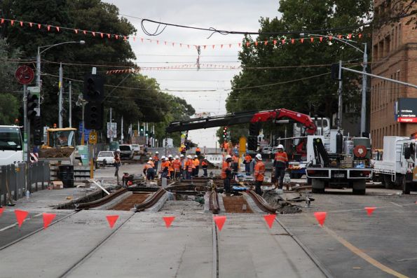 Looking north over the Victoria and Nicholson Street worksite