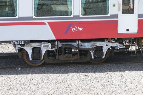 Refurbished bogie beneath carriage BTN268