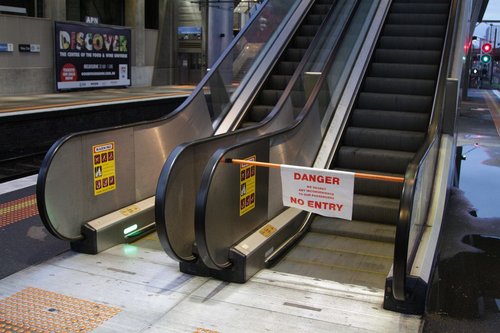 Broken down escalator at North Melbourne platform 2 and 3