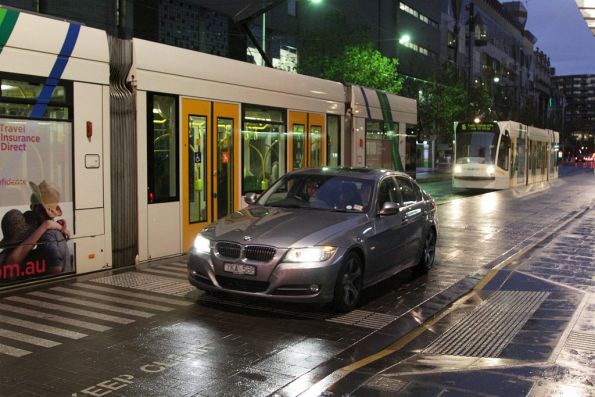 Another motorist unable to figure out the bike lanes on Swanston Street - this time at the A'beckett Street end