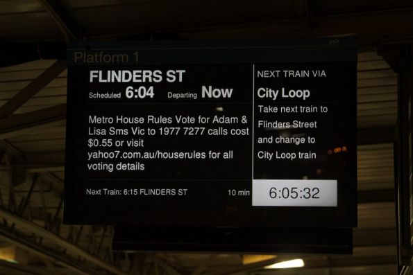 Metro using the PIDS at Richmond station to promote Channel 7 TV show 'House Rules'