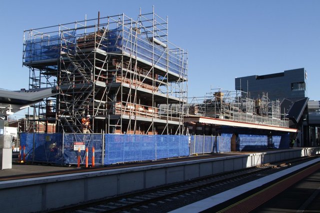 Restoration works underway to the disused signal box on platforms 4 and 5