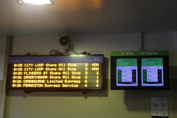 New TramTracker LCD screen installed at South Yarra, beside the LED next train display