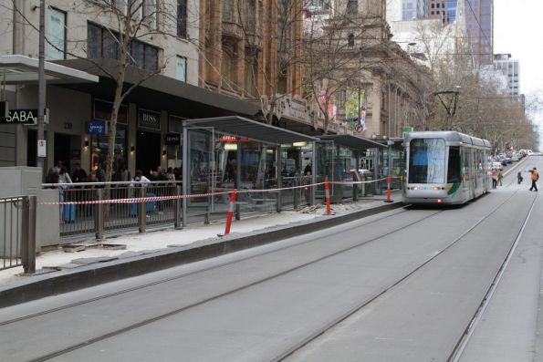 Resurfacing the Town Hall platform stop at the corner of Collins and Swanston Street