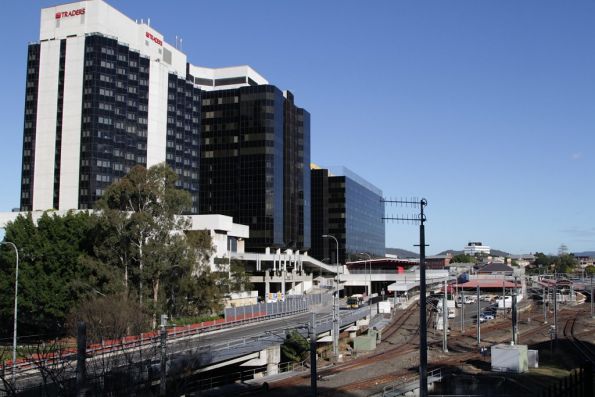 Looking across the Brisbane Transit Centre above Roma Street station