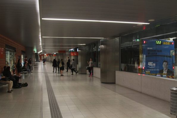 Down on the air conditioned platforms at the King George Square busway station