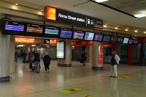 PIDS outside the main entrance at Roma Street station 