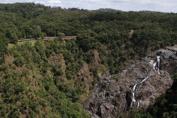 Looking over Barron Falls to the railway on the other side of the gorge