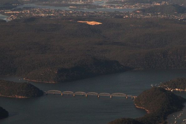 Looking down on the Hawkesbury River railway bridge