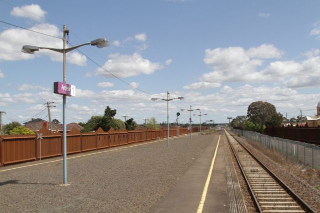 Ardeer station now hidden on both sides by steel noise walls