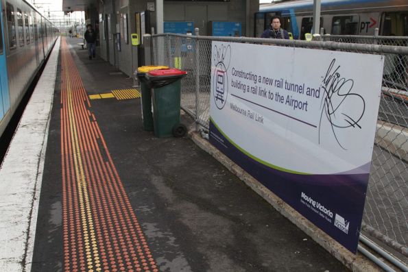 'Building a rail line to Melbourne Airport' propaganda at Albion station