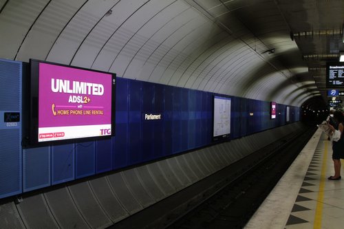 LED advertising screens also installed at Parliament station