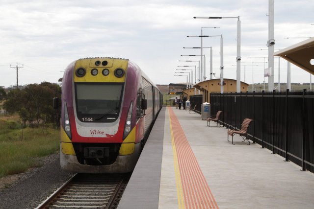 6-car VLocity set awaiting departure time from Waurn Ponds