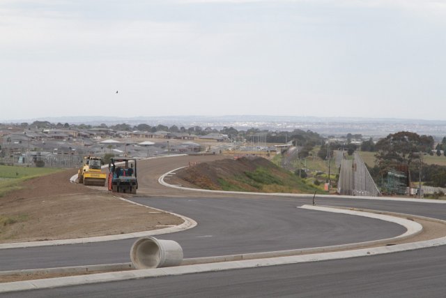 Looking east along Baanip Boulevard towards Ghazeepore Road and Waurn Ponds station