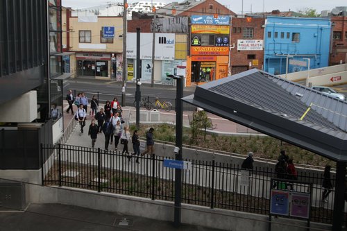 Passengers make their way to platform 1 at Footscray station