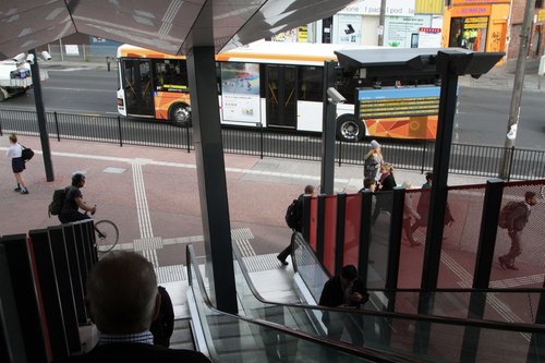 Changing trains at Footscray - head down the escalator, and down to the street