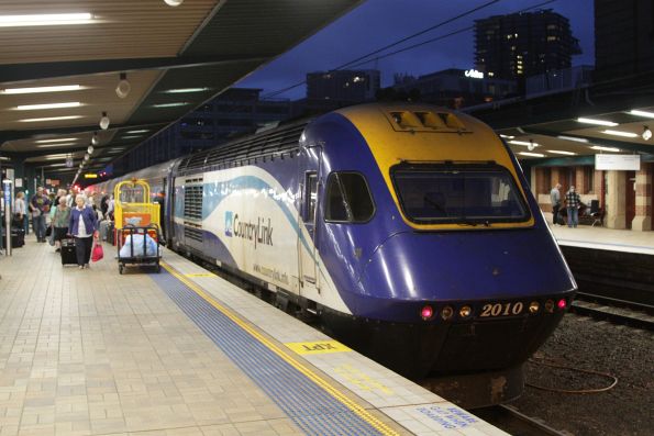 XPT led by XP2010 on arrival at Sydney Terminal