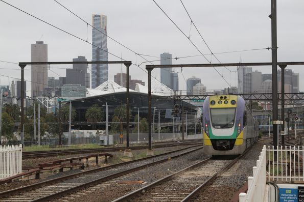 Tail end of VLocity VL11 and classmate at Richmond Junction, waiting for a signal towards Southern Cross