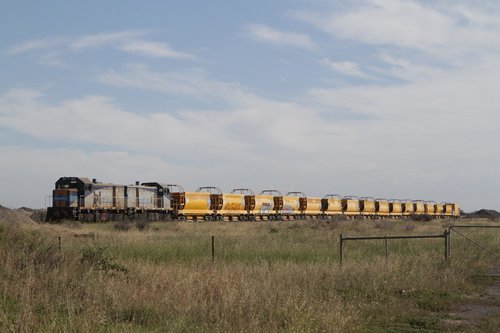 T373 and T369 stabled at the Boral siding at Deer Park