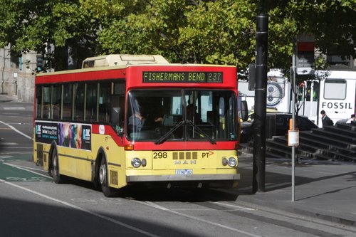 Transdev bus #298 rego 1196AO on a route 237 service outside Southern Cross Station