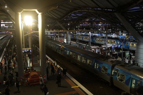 Diesel powered barrel light tower in place at platform 13 and 14