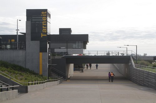 Looking north under the pedestrian underpass at Tarneit