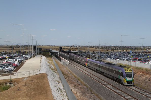 VLocity VL16 and classmate depart Tarneit on a down Geelong service