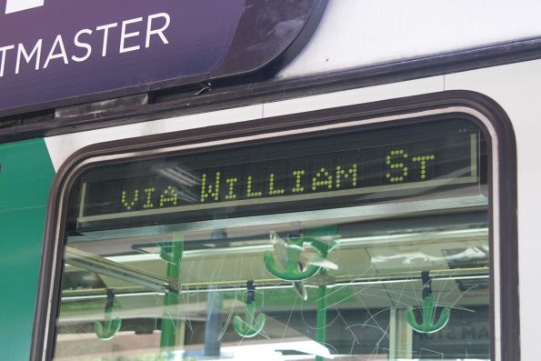 Flipdot destination boards on the side of a B2 class tram