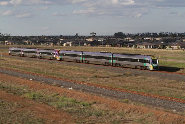 Pair of VLocity units pass Wyndham Vale South on a down Geelong service