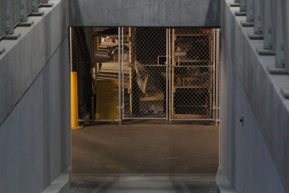 Storage cages in the former pedestrian subway beneath Southern Cross Station