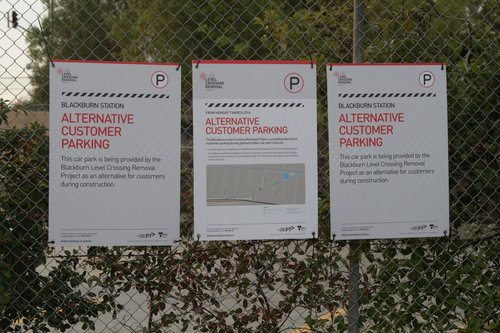 'Alternative Customer Parking' notice at Blackburn station