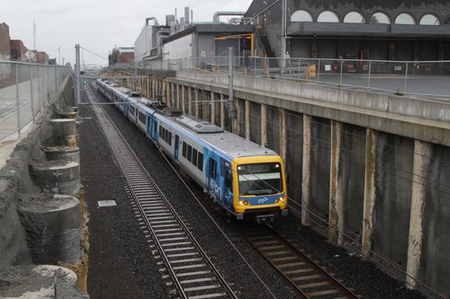 X'Trapolis 58M passes beneath Rooks Road, Mitcham with an up service