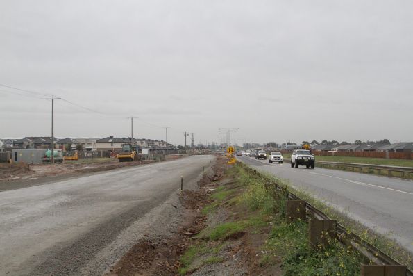 Road duplication works underway on the south side of the Cardinia Road level crossing