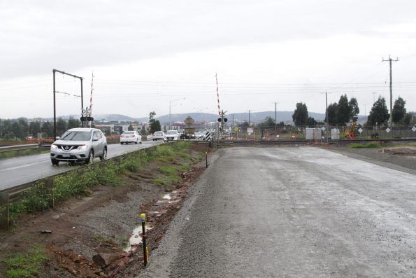 Road duplication works underway at the Cardinia Road level crossing