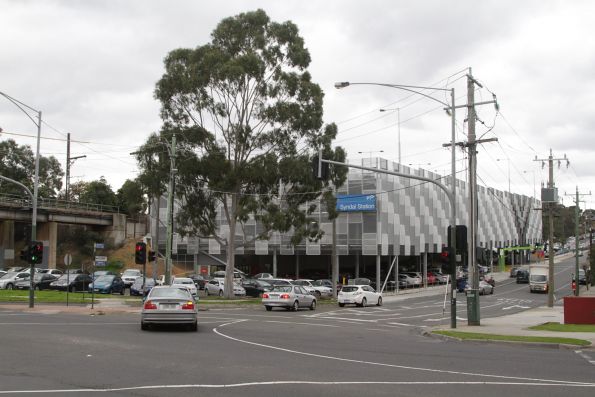 Street side of the multi-storey car park at Syndal station