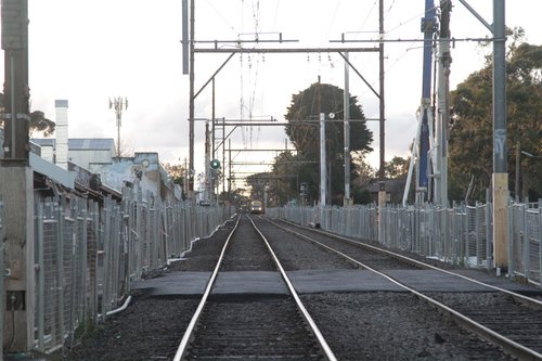 Piling works underway at the down end of the Blackburn Road level crossing