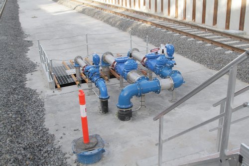 Pipework serving sump pumps for the rebuilt low level station at McKinnon