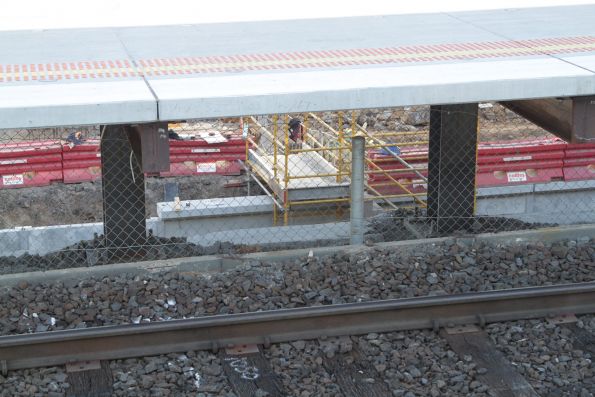 Looking down to the platform face taking shape at the new low level St Albans station