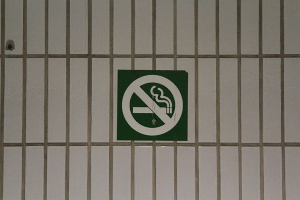 MTA-era 'no smoking' sign at Melbourne Central station