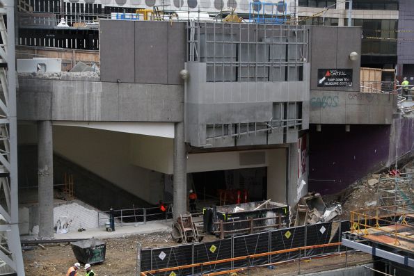 La Trobe Street ramp to Melbourne Central station has been completely demolished