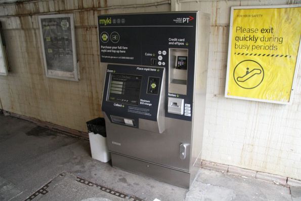 South Kensington might be an unstaffed station, but someone has provided a rubbish bin for myki receipts