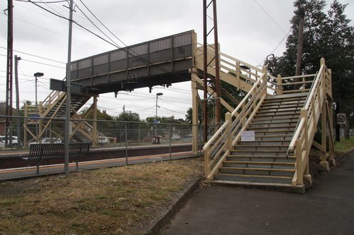 Footbridge under repair at Westgarth station