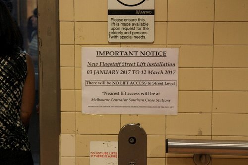 Notice of lift upgrade works at Flagstaff station