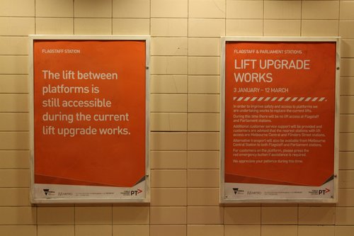 Notice of lift upgrade works at Flagstaff and Parliament stations