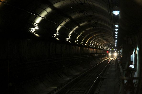 Siemens train in the City Loop, waiting for the platform at Flagstaff station to clear